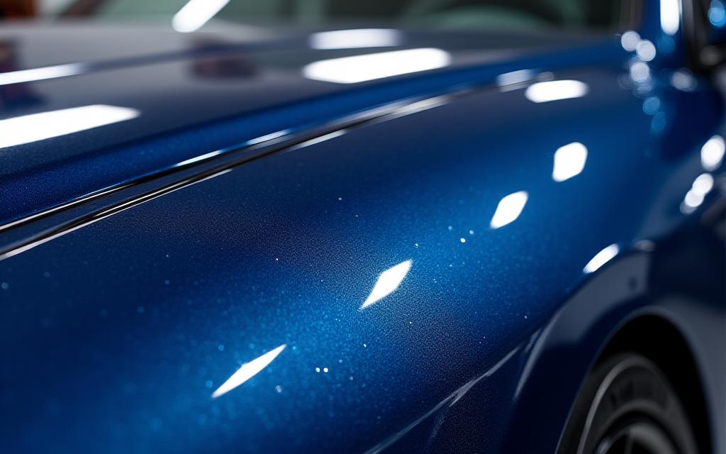 광택 복원과 세라믹 코팅 후 거울처럼 반사되는 BMW M4 도장면 after